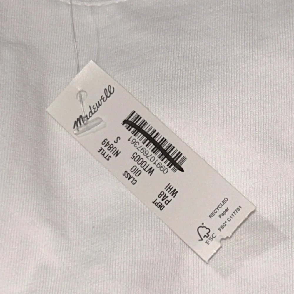 NWT Madewell Puff Sleeve Drop Shoulder Knit Top in white size small